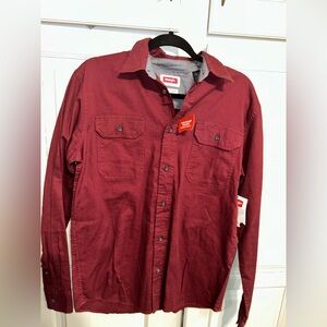 Wrangler Flex For Comfort Shirt Mens Size  S Maroon Long Sleeve Collared Button